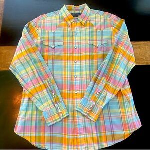 Polo by Ralph Lauren Multicolor Beach Twill Western Pearl Snap shirt. Size XL